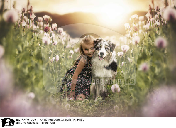 Mdchen und Australian Shepherd / girl and Australian Shepherd / KFI-01905