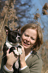 woman with Boston Terrier