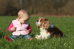 child and Cavalier King Charles Spaniel