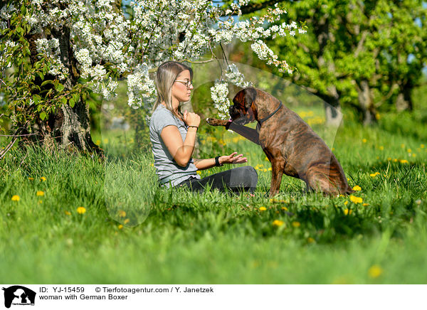 woman with German Boxer / YJ-15459