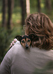woman and Jack Russell Terrier