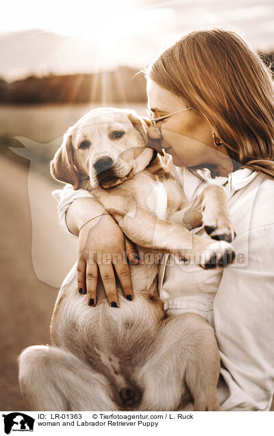 woman and Labrador Retriever Puppy / LR-01363