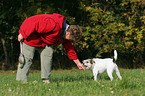 woman and Parson Russell Terrier