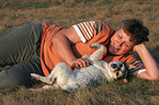 woman and Parson Russell Terrier