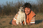 woman and Parson Russell Terrier