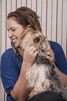 woman with Yorkshire Terrier