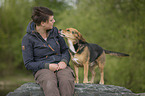 woman with Beagle-Mongrel