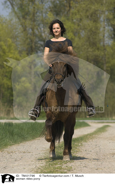 Frau reitet Aegidienberger / woman rides pony / TM-01796