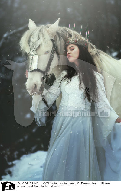 woman and Andalusian Horse / CDE-02842