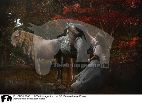 Frau mit Andalusier / woman with andalusian horse / CDE-03003
