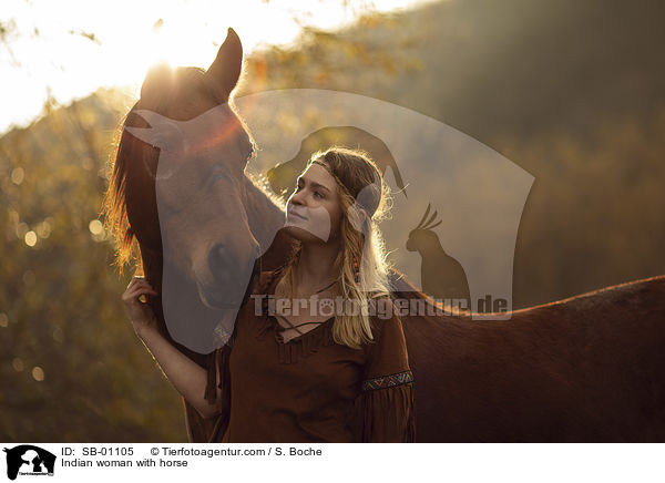 Indian woman with horse / SB-01105
