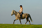 woman rides arabian horse