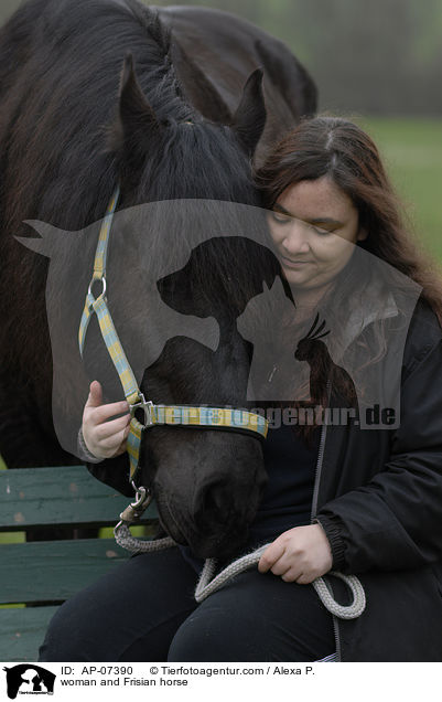 woman and Frisian horse / AP-07390