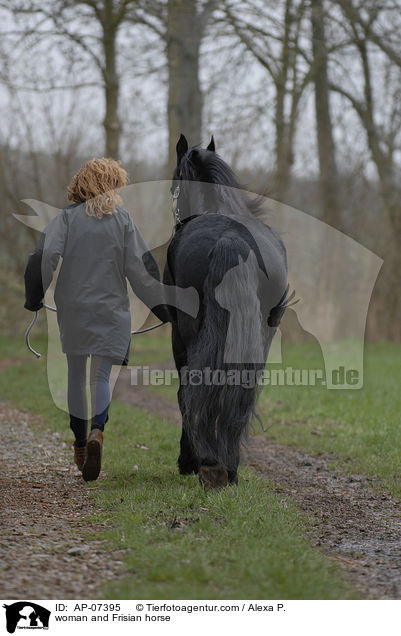 woman and Frisian horse / AP-07395
