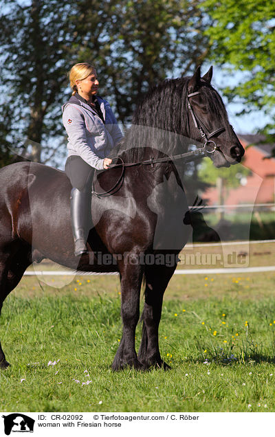 woman with Friesian horse / CR-02092