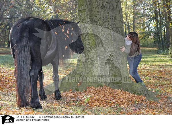 woman and Frisian horse / RR-58332