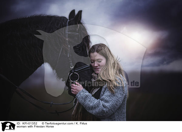Frau mit Friese / woman with Friesian Horse / KFI-01352