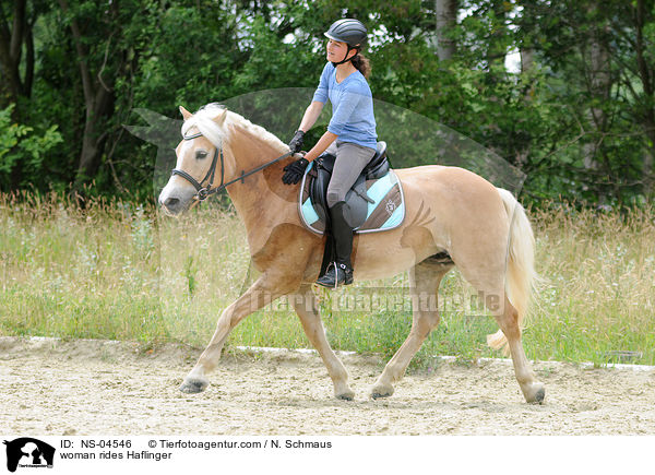 Frau reitet Haflinger / woman rides Haflinger / NS-04546