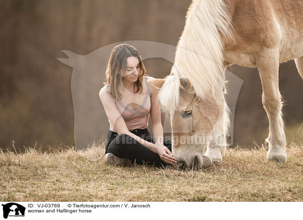 woman and Haflinger horse / VJ-03769