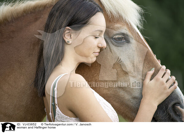 Frau und Haflinger / woman and Haflinger horse / VJ-03852