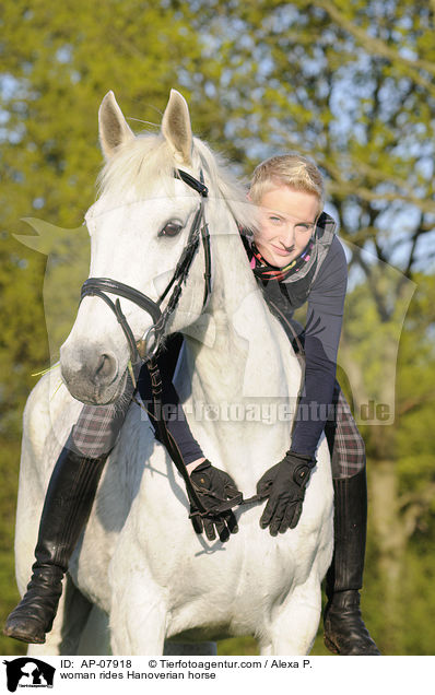 woman rides Hanoverian horse / AP-07918