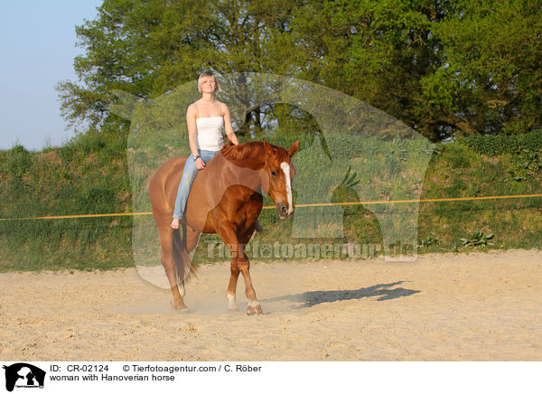 Frau mit Hannoveraner / woman with Hanoverian horse / CR-02124