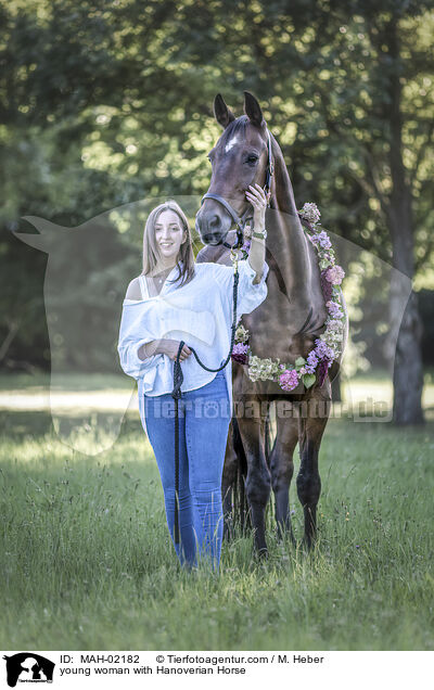 young woman with Hanoverian Horse / MAH-02182