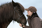 woman and Icelandic horse