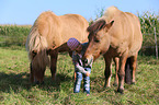 child and Icelandic horses