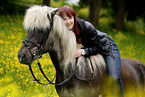 woman rides Icelandic horse