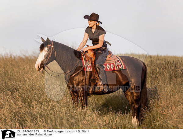 woman rides Paint Horse / SAS-01353