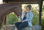 woman and Paint Horse