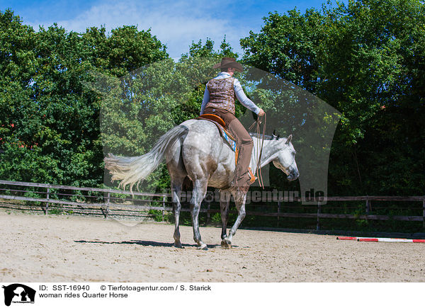 woman rides Quarter Horse / SST-16940