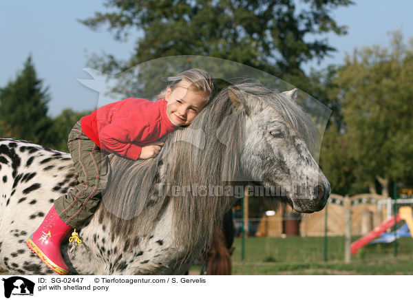 Mdchen auf Shetland Pony / girl with shetland pony / SG-02447