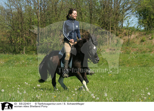 woman rides Shetland Pony / SS-22401