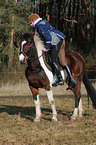 climbing a horse